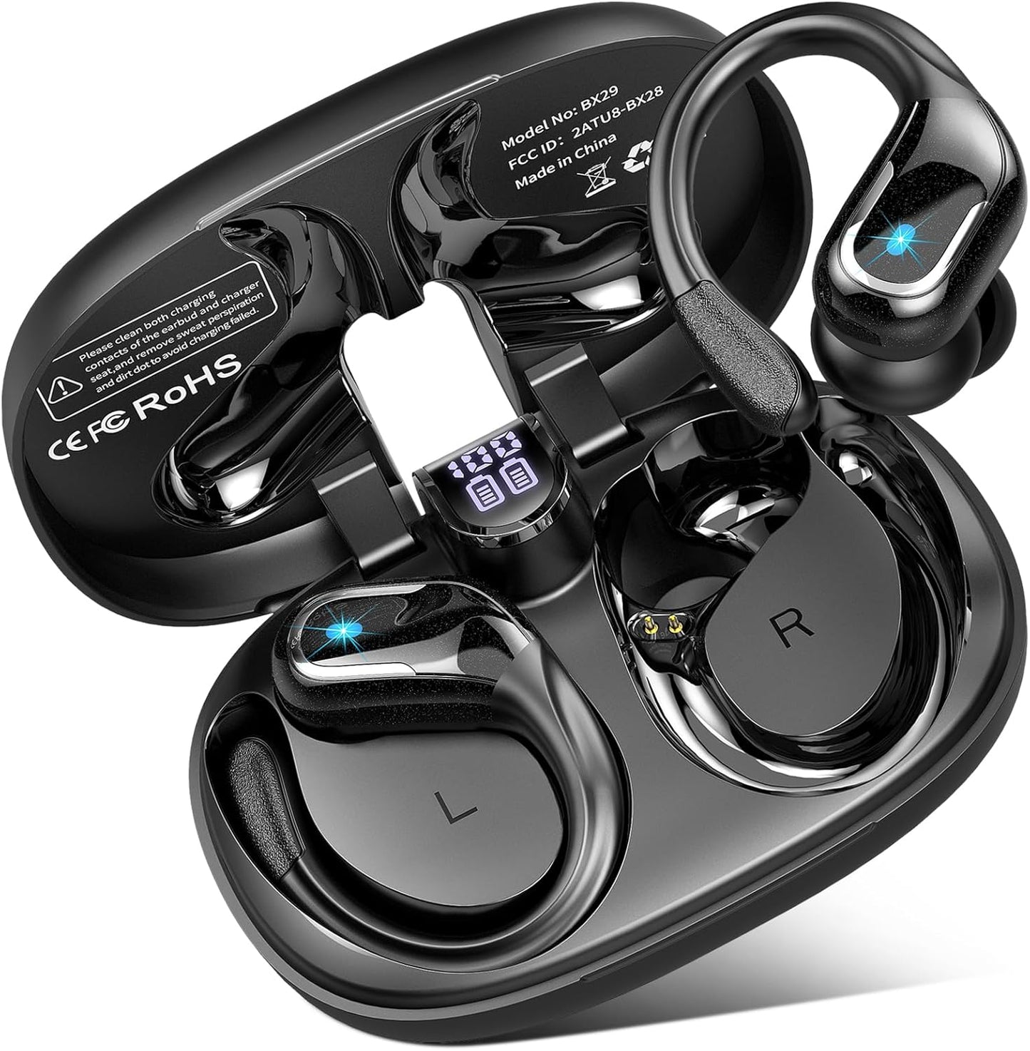 Écouteurs Bluetooth Sport Sans Fil avec Boîtier de Recharge – Casque Audio TWS HD avec Micro Intégré et Affichage LED – Oreillettes Rechargeables pour Sport et Téléphone
