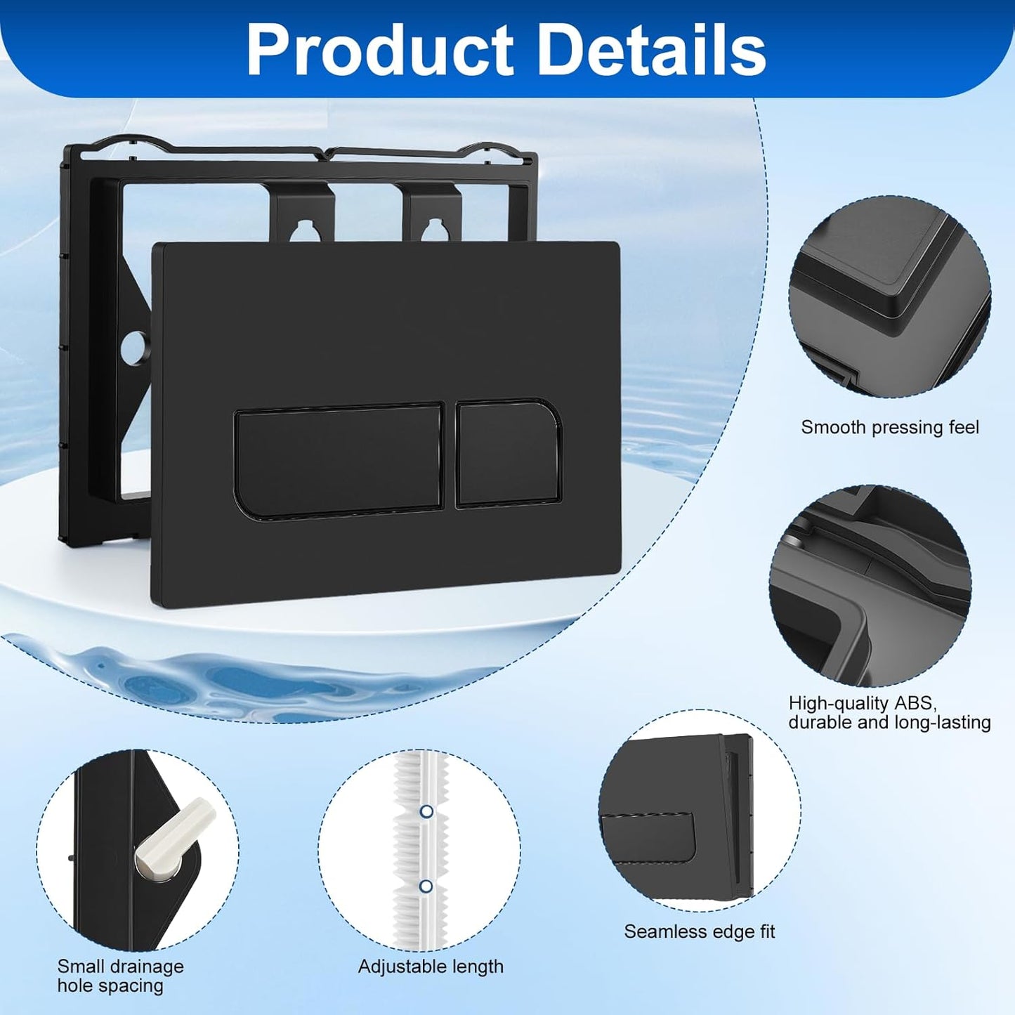 Plaque de Commande WC Suspendu Double Chasse Compatible Geberit Sigma 01/20/21/30/50 UP300 UP320 Noir