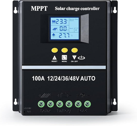 Régulateur de Charge Solaire MPPT 12V-48V 40A/60A/80A/100A – Contrôleur PV avec Double USB