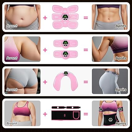 Electrostimulateur Musculaire EMS Abdominaux Bras Jambes Fessiers Homme Femme – Ceinture de Musculation Électrostimulation 6 Modes 19 Intensités – Fitness & Remise en Forme