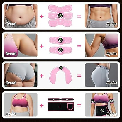 Electrostimulateur Musculaire EMS Abdominaux Bras Jambes Fessiers Homme Femme – Ceinture de Musculation Électrostimulation 6 Modes 19 Intensités – Fitness & Remise en Forme