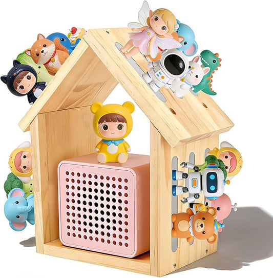 Étagère Murale Magnétique pour Toniebox et Figurines Tonies – Support de Rangement en Bois Forme Maison pour Chambre Enfant