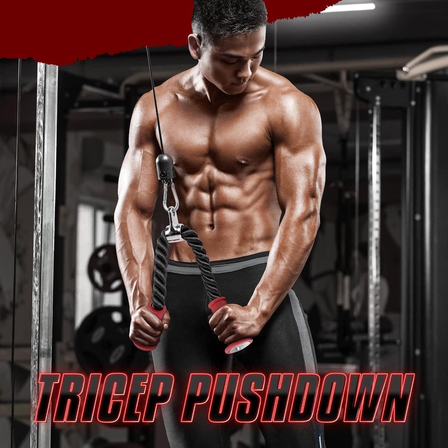 Corde Triceps Musculation avec Mousqueton pour Poulie Fitness Tirage Haute et Basse Renforcement Musculaire