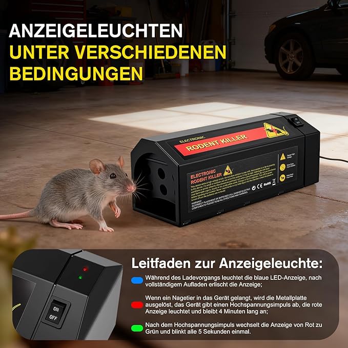 Piège à Rats Électrique 7000V Réutilisable avec Alarme LED et USB – Piège Anti Rongeurs Haute Tension pour Cuisine Maison Garage