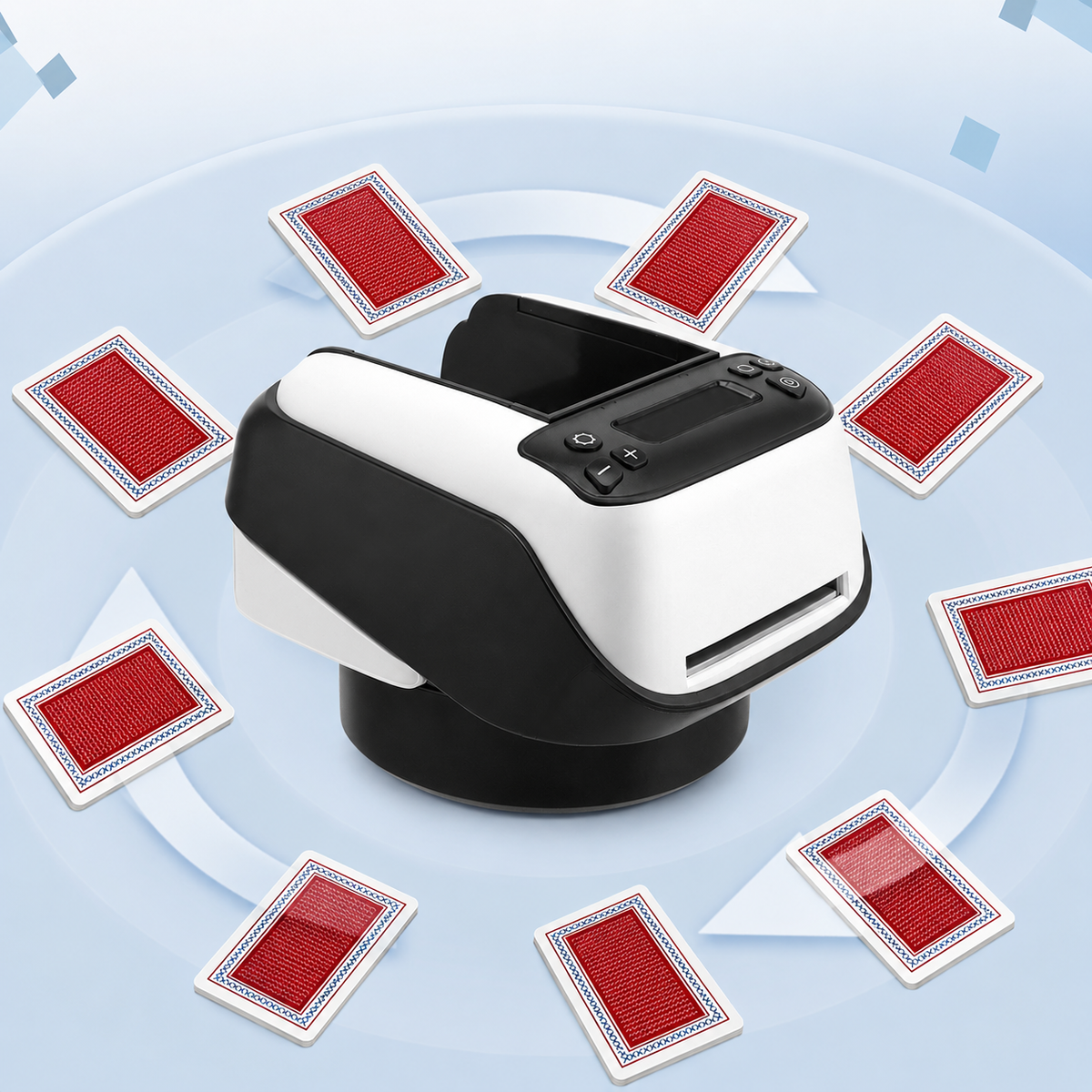 Distributeur Automatique de Cartes à Jouer 360° – Pour 1 à 8 Joueurs, Rotation Automatique, Recharge USB, Jeux de Société