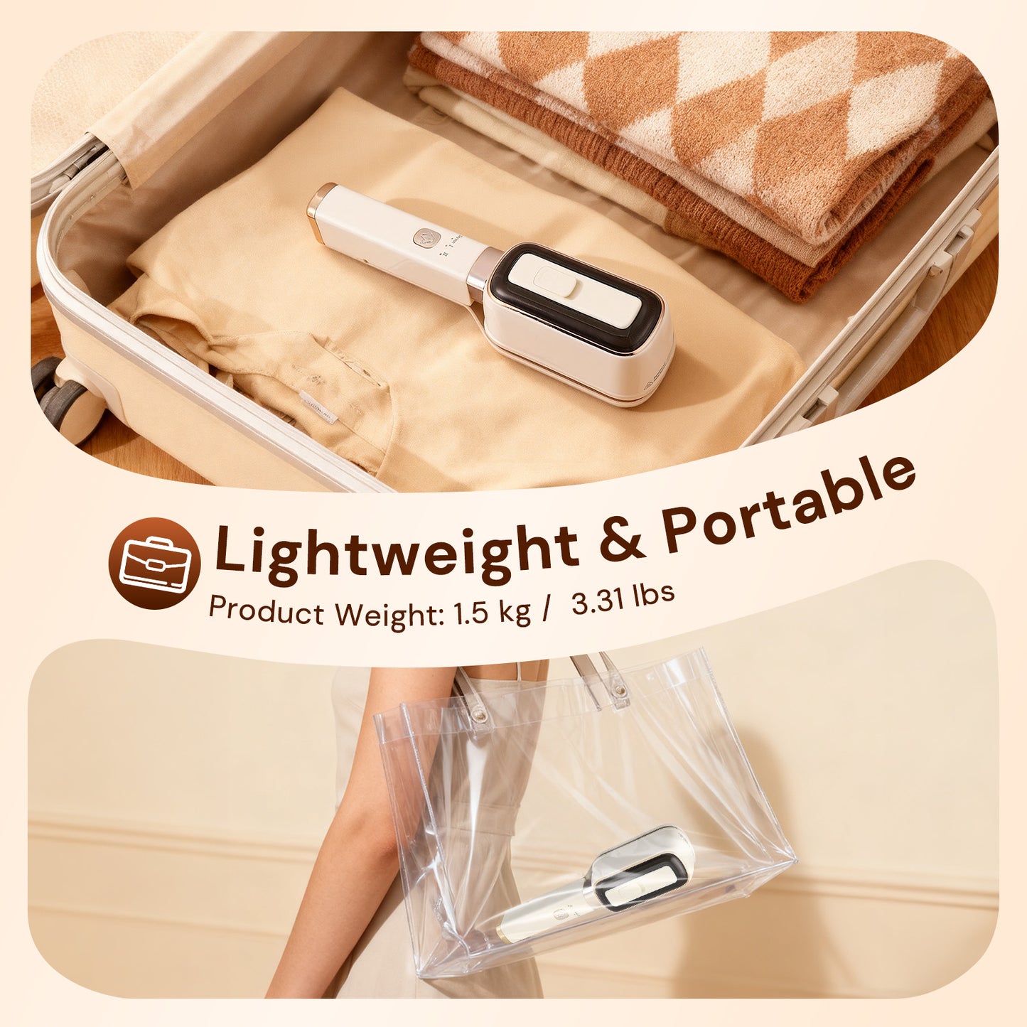 Fer à Vapeur Portatif 3-en-1 – Défroisseur Vêtements Portable Voyage – Repassage Rapide