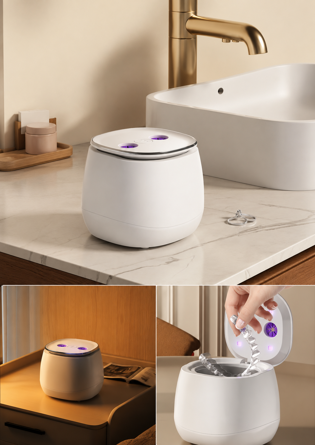 Nettoyeur Ultrasonique UV – Prothèses Dentaires, Gouttières, Aligneurs, Bijoux | Stérilisation UV | Rechargeable USB | Neuf