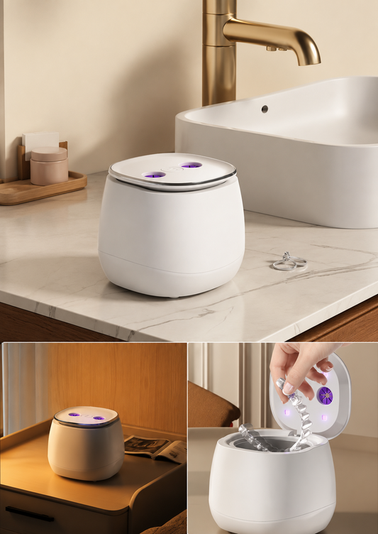 UV Ultrasonic Cleaner – Dentures, Retainers, Aligners, Jewelry | UV Sterilization | USB Rechargeable | New