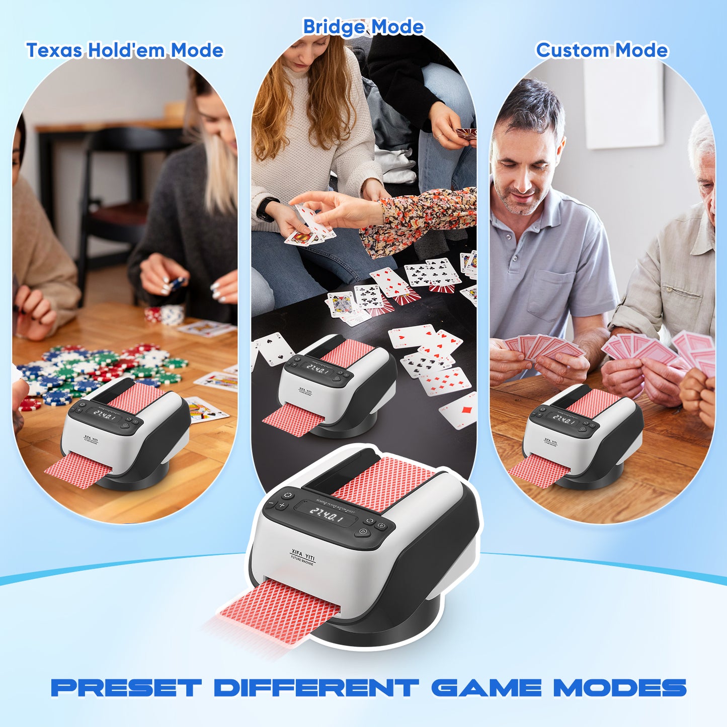Mélangeur de cartes automatique – Machine à mélanger cartes – Jusqu’à 4 jeux – Poker, Blackjack, Casino – Blanc