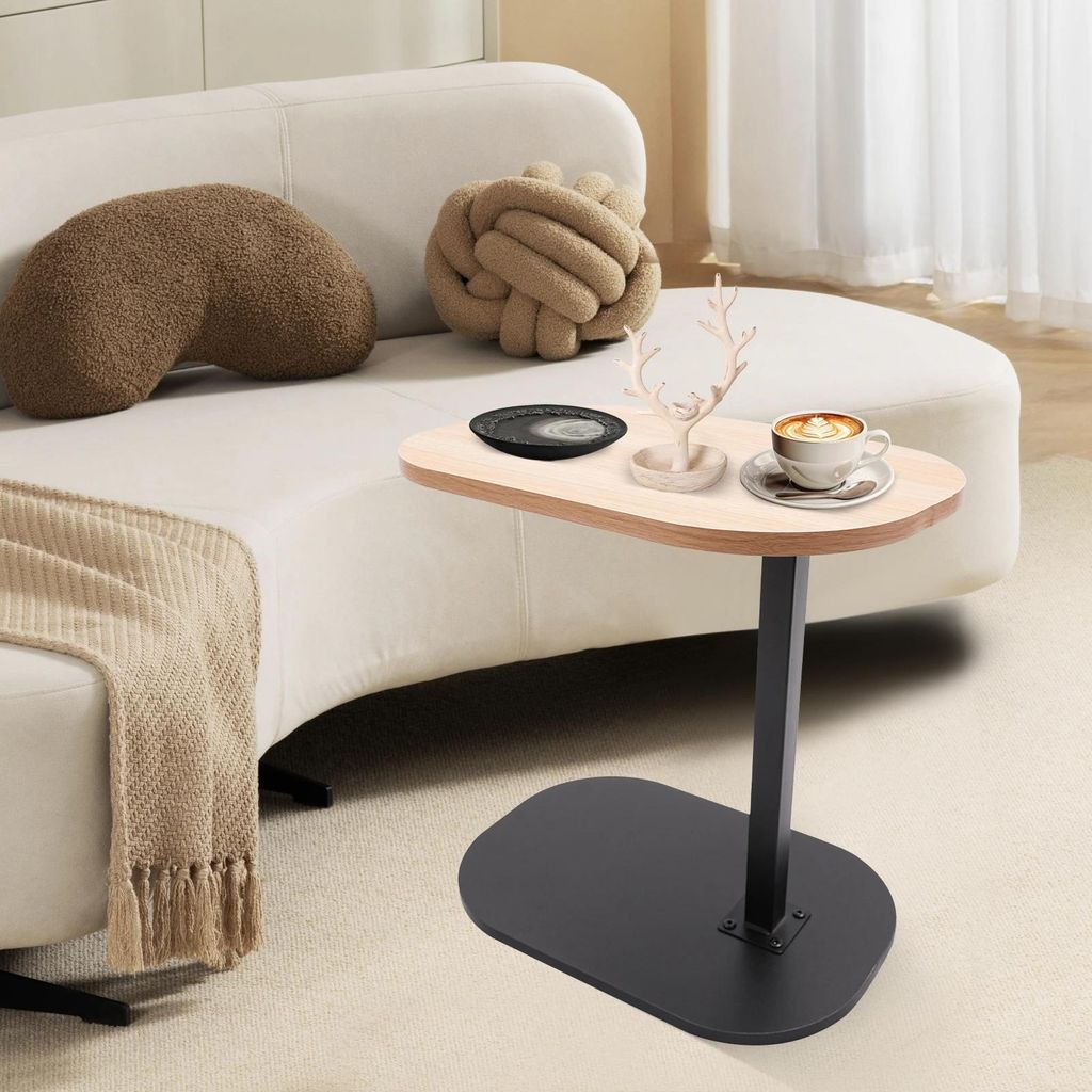Table d’Appoint Réglable 45-80 cm – Petite Table en Forme C pour Salon, Lit ou Canapé