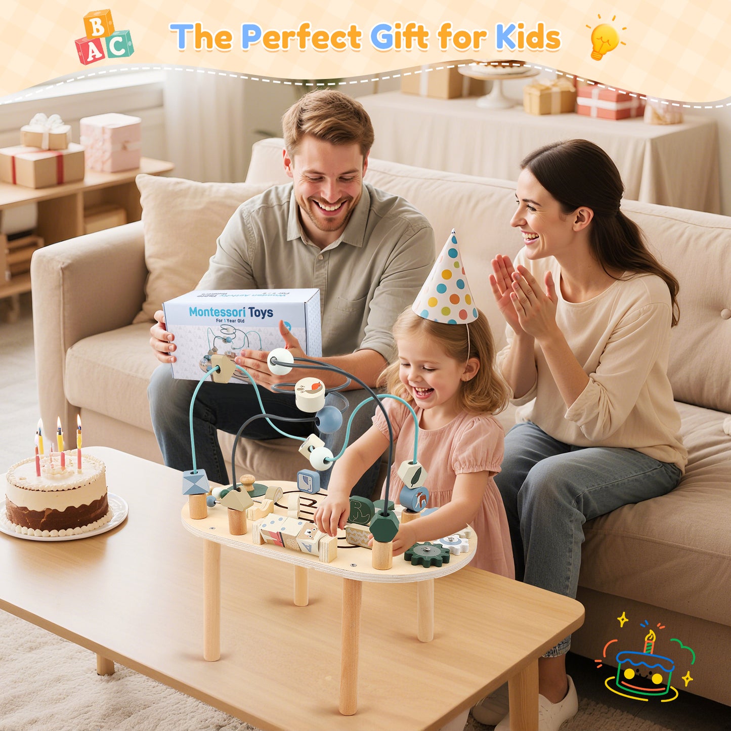 Table d’Activités Montessori en Bois – Jouet Sensoriel Éducatif pour Enfants 2-4 Ans