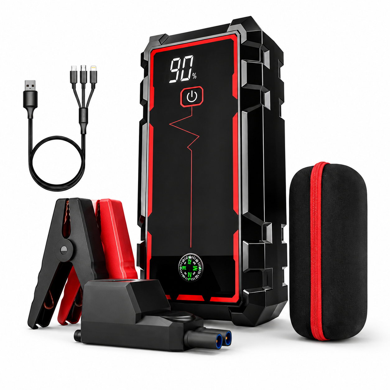 Booster de Batterie Portable 1600A 12000 mAh | Démarreur 12V | Power Bank USB