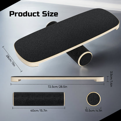 Planche d’Équilibre Bois 72,5 cm – Balance Board Surf & Yoga – Entraînement Fitness et Gainage