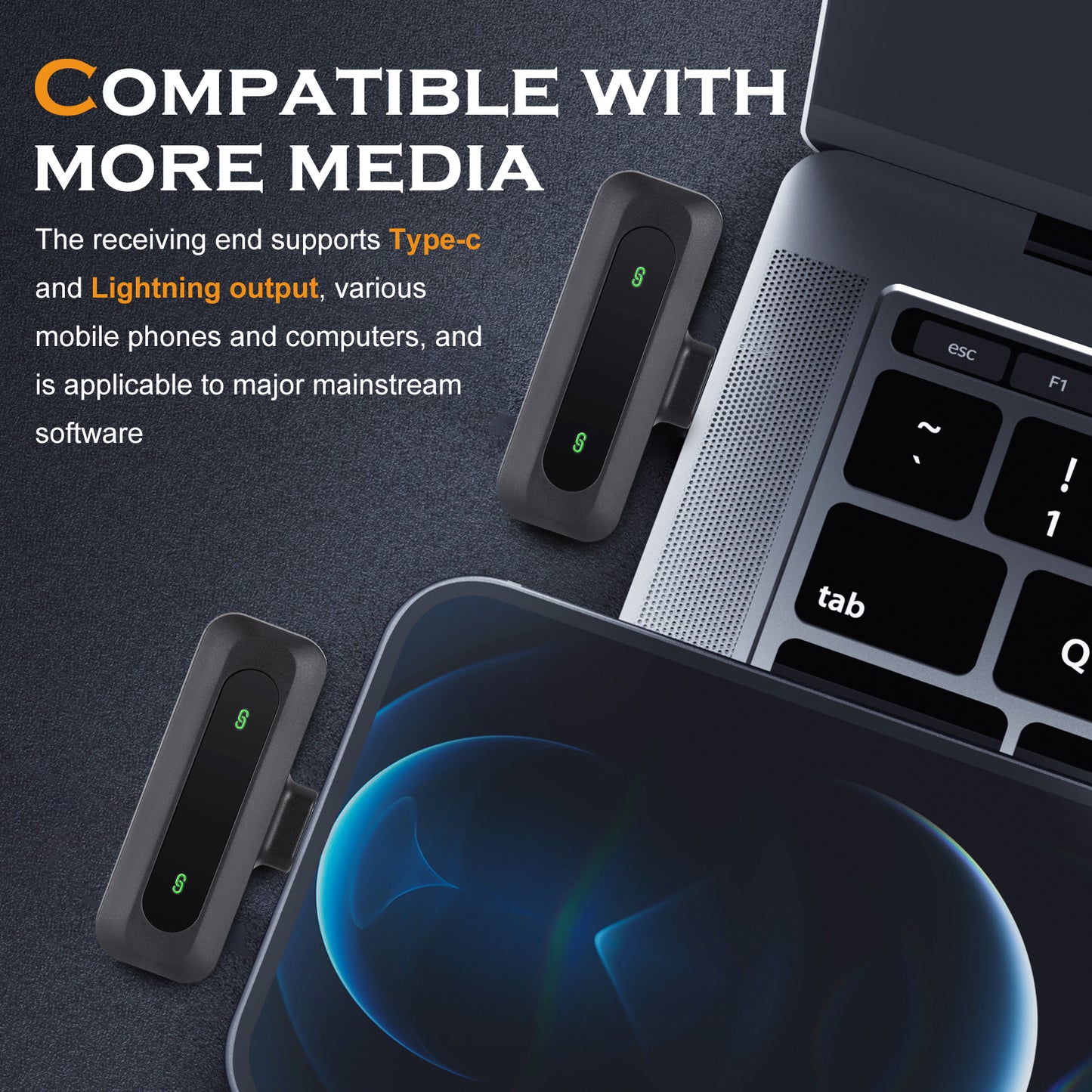 Microphone Lavalier Sans Fil Double pour iPhone et Android – Plug & Play – Micro Cravate avec Récepteur – Idéal Vidéo, Podcast, Interview