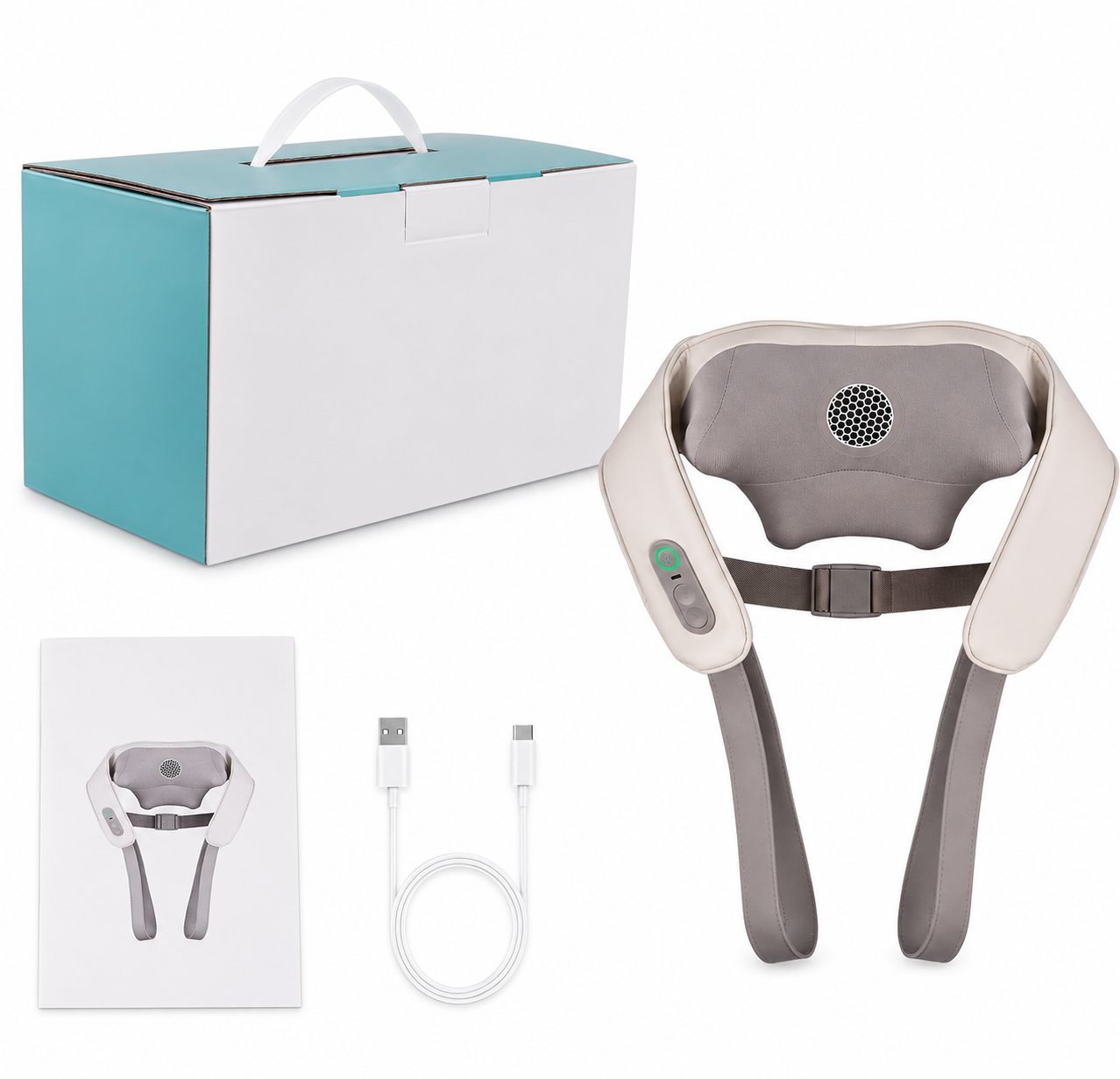 Masseur Cervical et Épaules 5D Sans Fil avec Chaleur – Massage Cou, Nuque et Dos, Recharge USB-C, Relaxation Musculaire, Cadeau Bien-Être Femme Homme