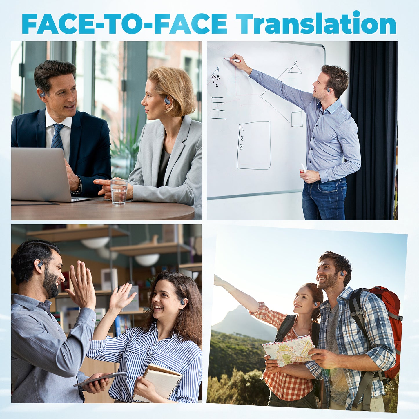 Écouteurs Traducteur Temps Réel – 150 Langues Bluetooth 5.4 – 4 Modes Traduction Autonomie 50h