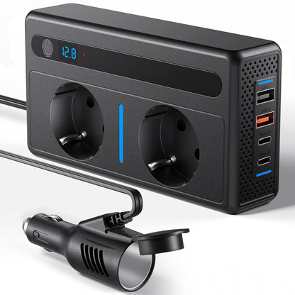 Convertisseur Voiture 12V vers 220V 300W – Onduleur 2 Prises Secteur & 2 USB – Alimentation Appareil en Déplacement