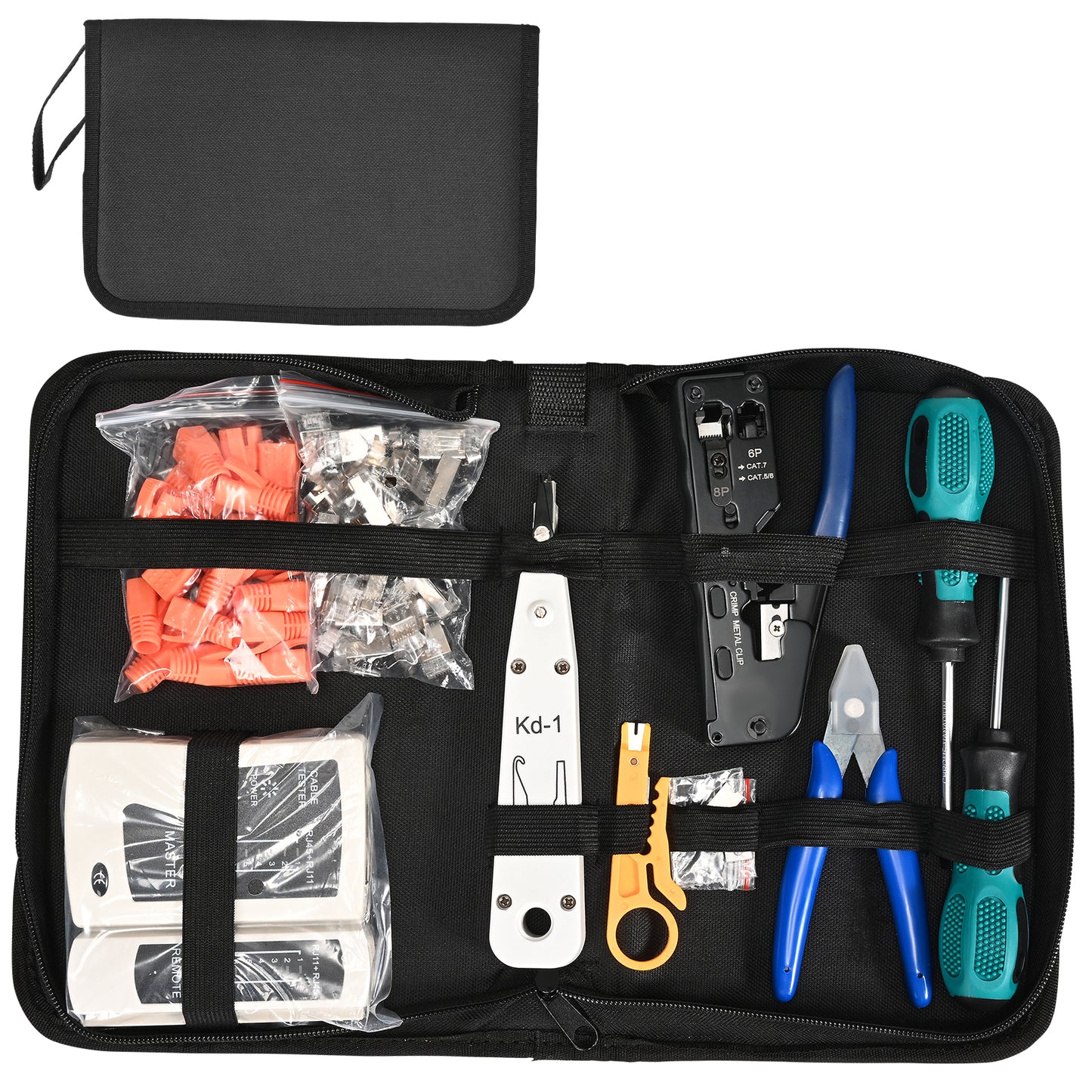 Kit Outils Réseau RJ45 Complet – Pince à Sertir + Testeur + Connecteurs Cat6/Cat7 – Installation Câble Ethernet