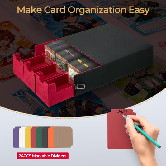 Boîte de Rangement Cartes de Jeu 2400+ Cartes – Étui Porte-Cartes en Similicuir avec Fermeture Magnétique – Organiseur Cartes Collection TCG