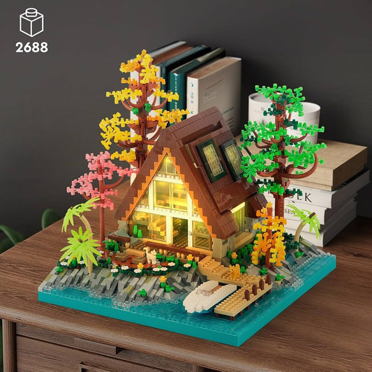 Maison Miniature Lumineuse en Blocs de Construction – Cabane Féérique LED DIY 2688 Pièces – Maquette 3D Décorative – Idée Cadeau Adulte & Enfant