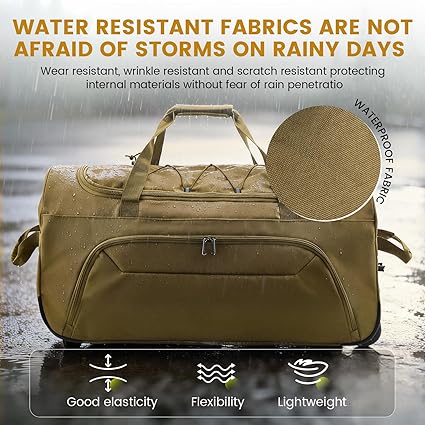 Sac de Voyage XXL Pliable 95L avec Roues – Sac Week-End Extensible 75 cm pour Voyage, Camping et Déménagement