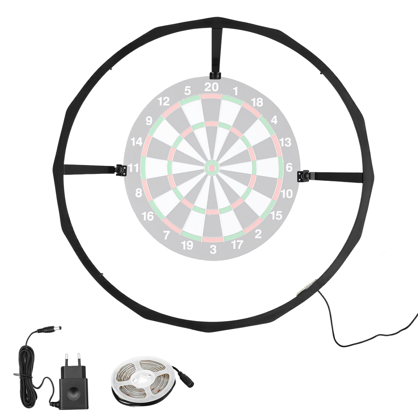 Éclairage Cible Fléchettes 360° Sans Ombre – 90 LED Luminosité Réglable – Support Compatible 45 cm