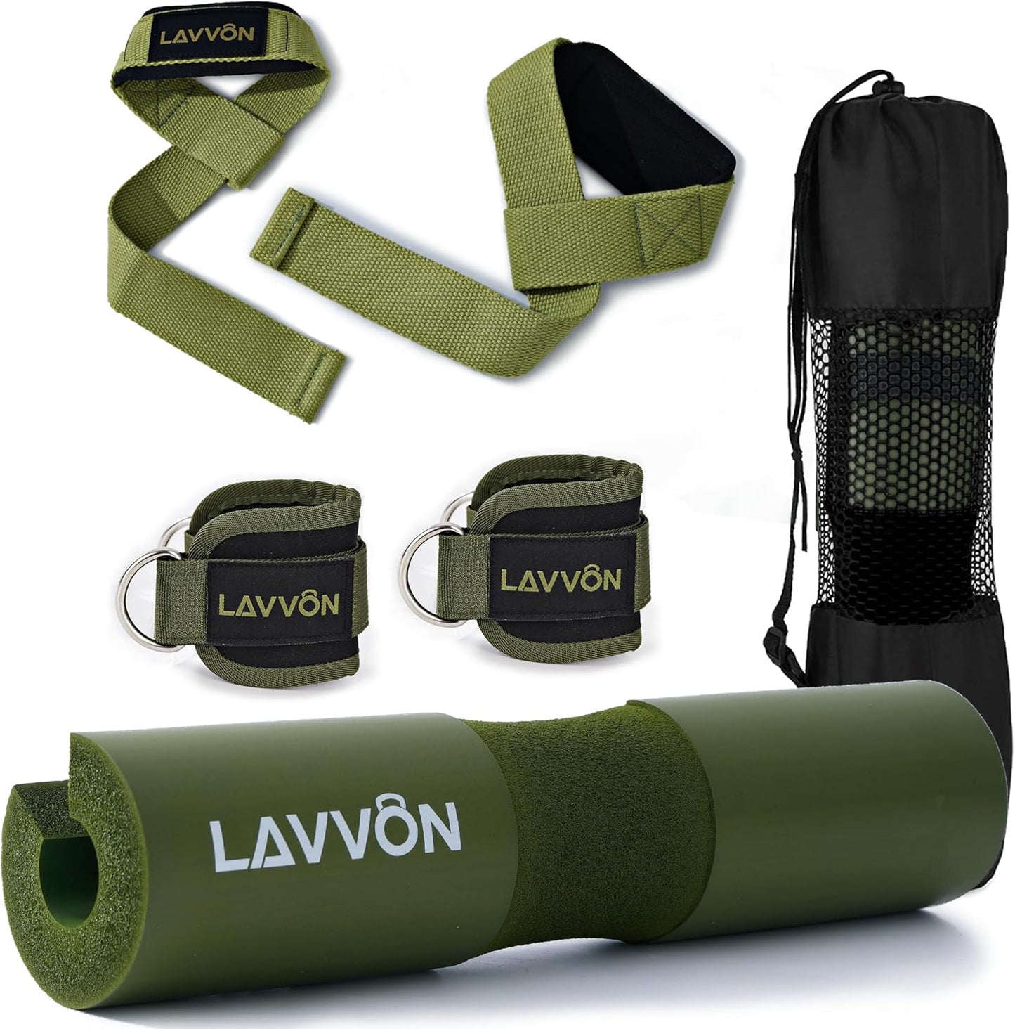 Coussin de Barre Musculation Squat Hip Thrust avec Sangles de Maintien et Protège-Chevilles pour Haltérophilie