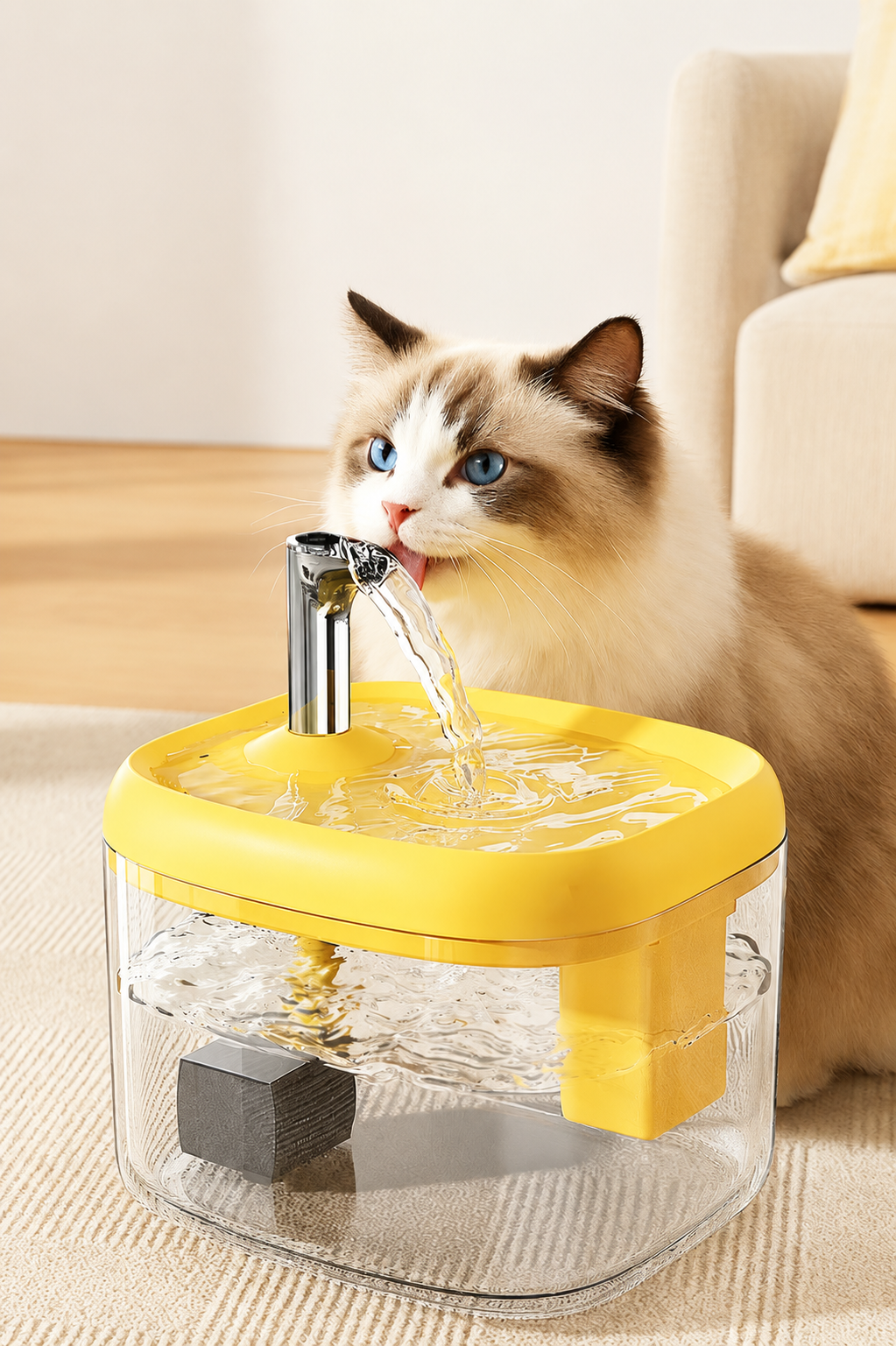 Fontaine à Eau Automatique 1,5 L pour Chat & Chien – Filtre, Pompe Silencieuse USB, Bec Inox