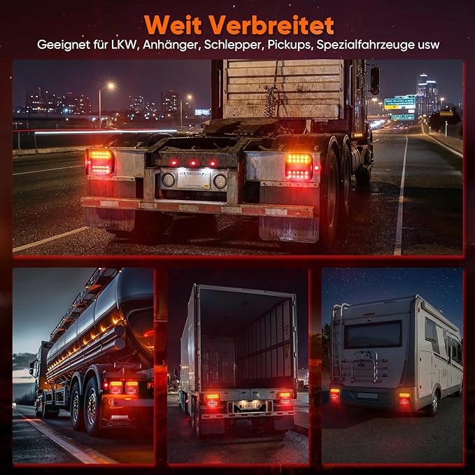 Feux Arrière LED Sans Fil pour Remorque 12V/24V – Kit Feux Magnétiques Rechargeables USB Étanches – Éclairage LED pour Caravane, Camion, Remorque et Porte-Vélos