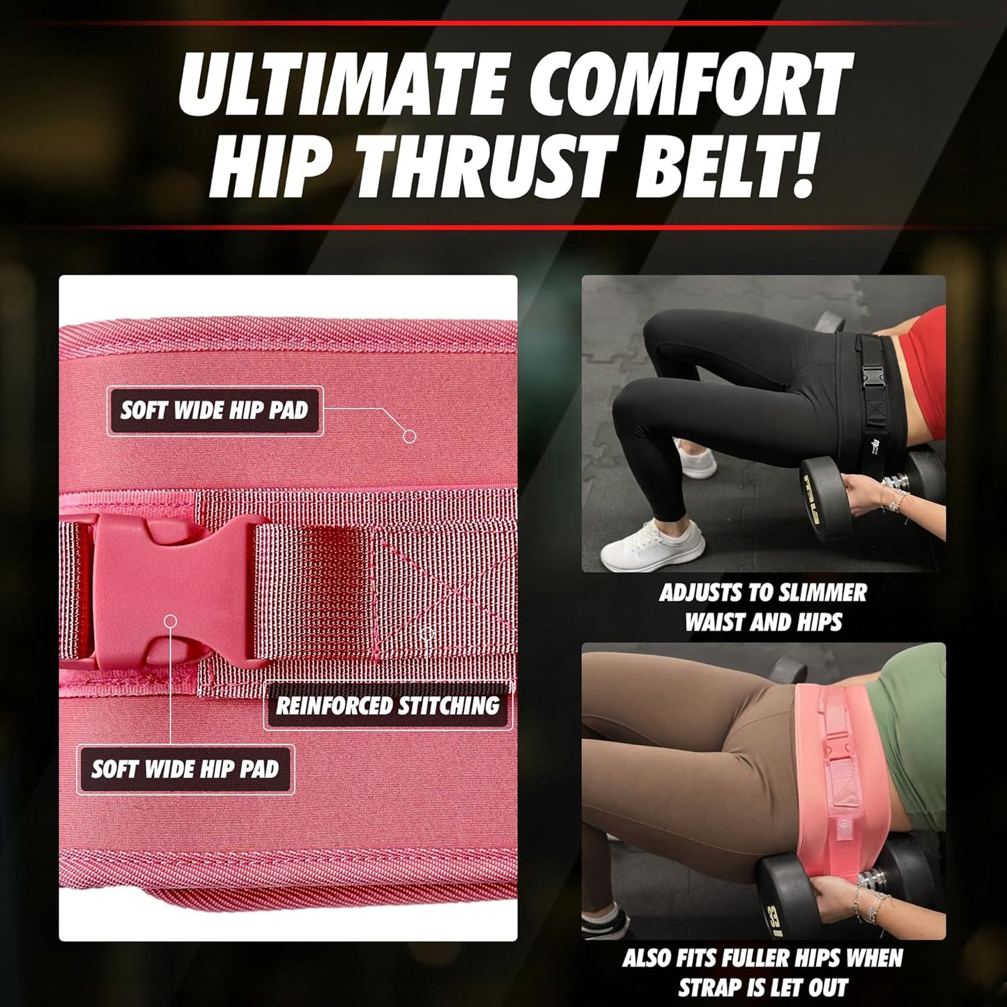 Ceinture Hip Thrust Réglable pour Haltères et Poids Musculation Fessiers Fitness Entraînement à Domicile