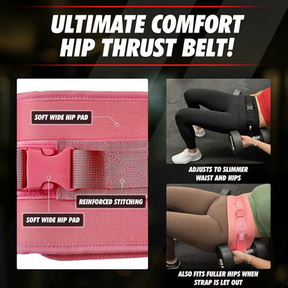 Ceinture Hip Thrust Réglable – Pour Haltères & Poids, Musculation Fessiers, Fitness & Entraînement à Domicile