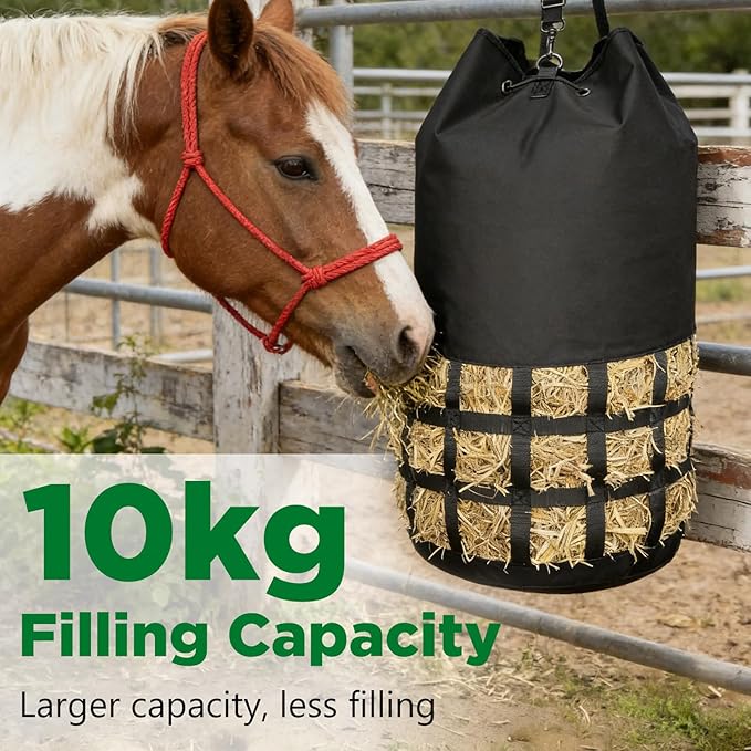 Filet à Foin XXL pour Chevaux 10KG – Sac à Foin Maille 6,5 cm Résistant et Durable pour Écurie Paddock Transport