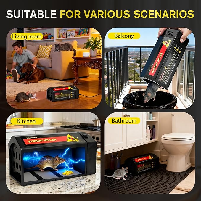 Piège à Rats Électrique 7000V Réutilisable avec Alarme LED et USB – Piège Anti Rongeurs Haute Tension pour Cuisine Maison Garage
