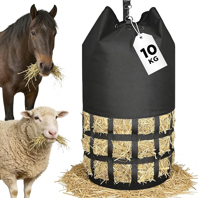 Filet à Foin XXL pour Chevaux 10KG – Sac à Foin Maille 6,5 cm Résistant et Durable pour Écurie Paddock Transport