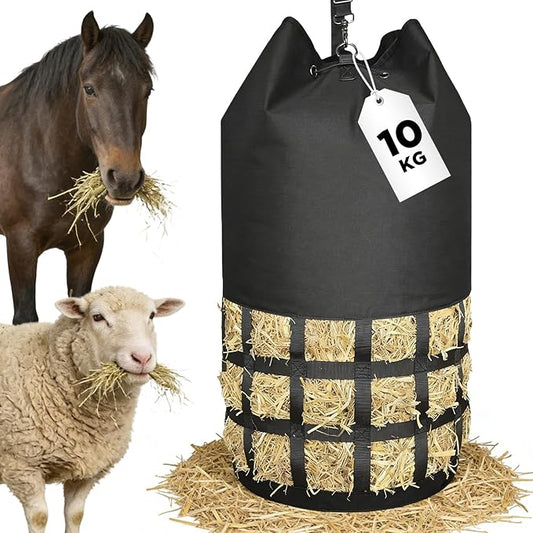 Filet à Foin XXL pour Chevaux 10KG – Sac à Foin Maille 6,5 cm Résistant et Durable pour Écurie Paddock Transport