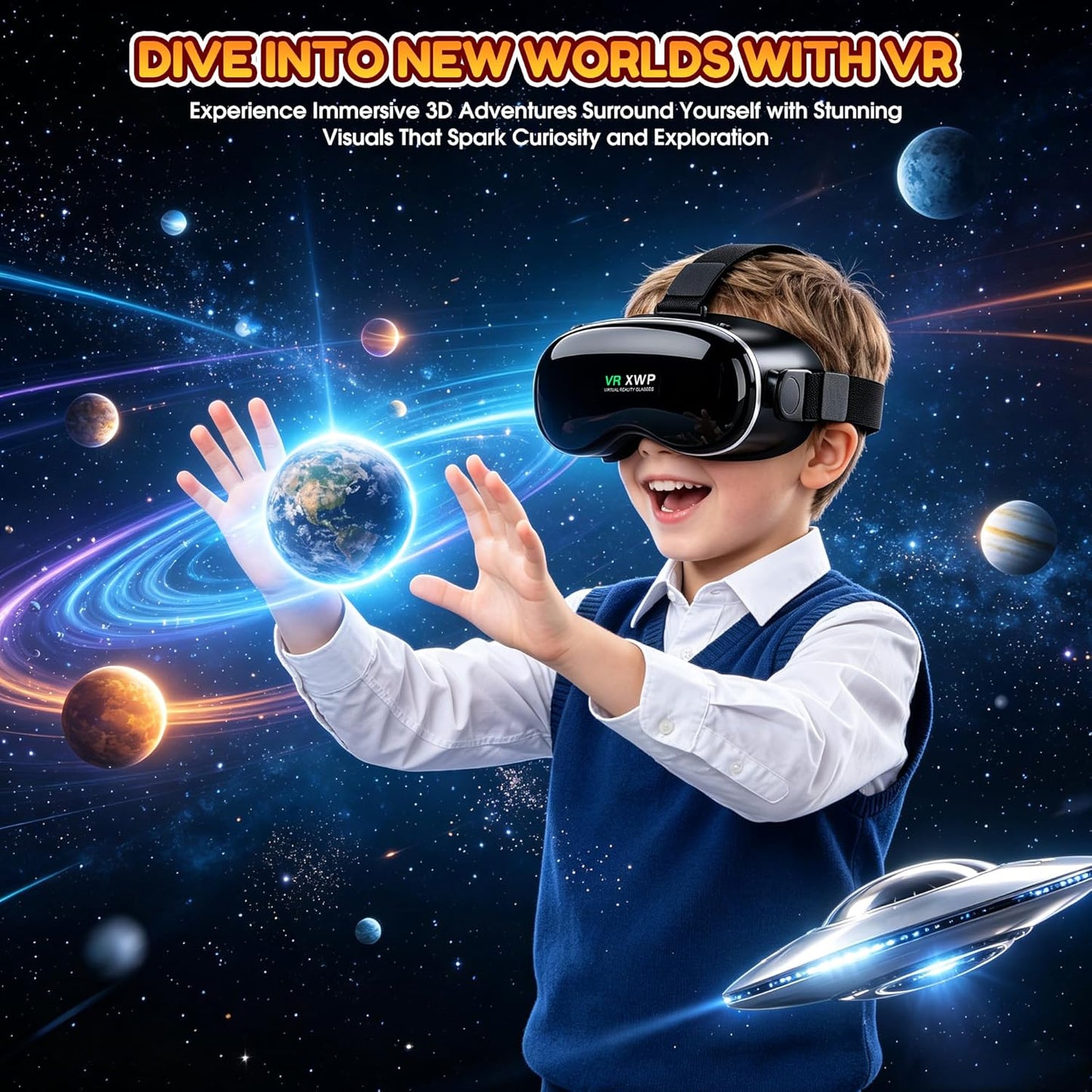 Casque VR 3D XWP pour Smartphone 4,7–7 Pouces – Lunettes HD Réglables, Compatible Android & iPhone, Jeux VR & Films 360°