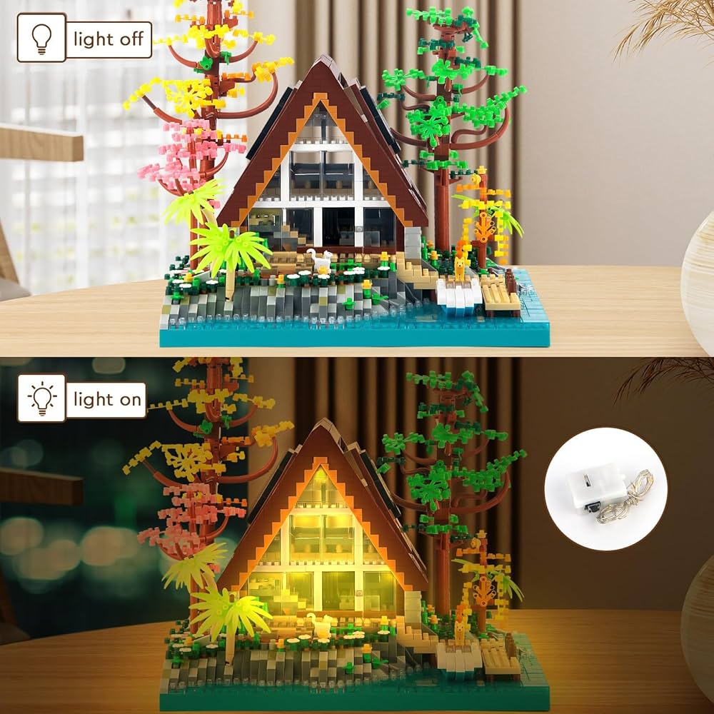 Maison Miniature Lumineuse en Blocs de Construction – Cabane Féérique LED DIY 2688 Pièces – Maquette 3D Décorative – Idée Cadeau Adulte & Enfant