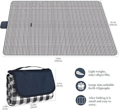Couverture de Pique-Nique Imperméable 200x300 cm – Tapis Pliable avec Poignée – Camping Plage