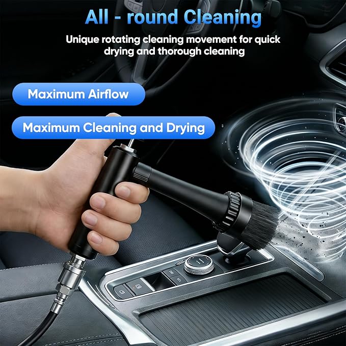 Pistolet de Nettoyage à Air Comprimé avec Technologie Tourbillon – Souffleur Pneumatique pour Voiture Intérieur Extérieur