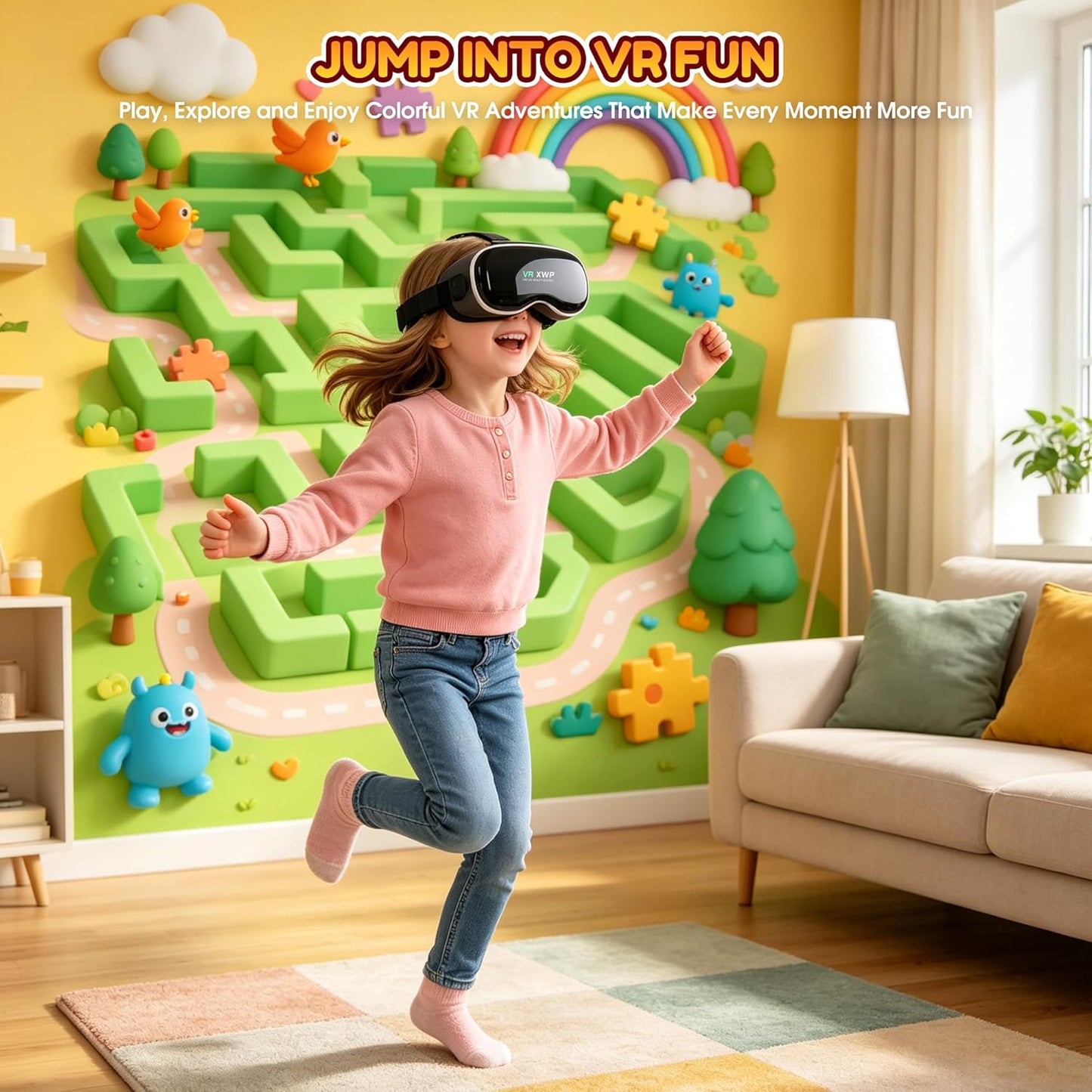 Casque VR 3D XWP pour Smartphone 4,7–7 Pouces – Lunettes HD Réglables, Compatible Android & iPhone, Jeux VR & Films 360°