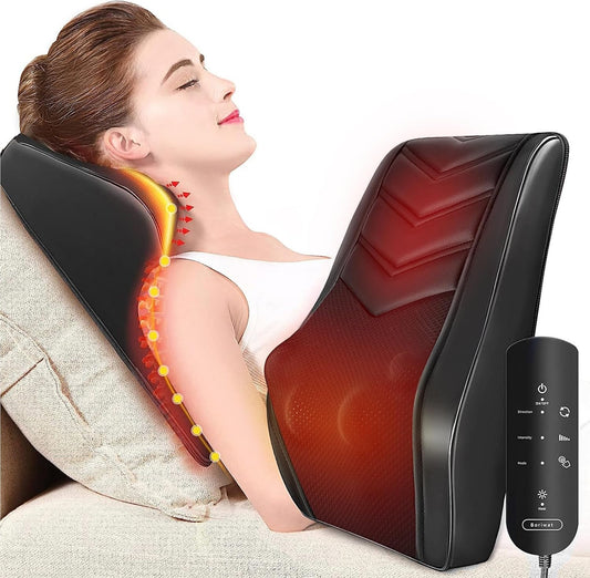 Masseur Cervical Shiatsu Chauffant 16 Nœuds Massage Dos Nuque Épaules Lombaires Relaxation Électrique