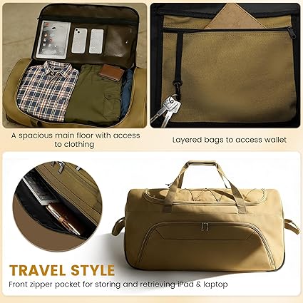 Sac de Voyage XXL Pliable 95L avec Roues – Sac Week-End Extensible 75 cm pour Voyage, Camping et Déménagement