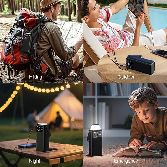 Batterie Externe 60000mAh Power Bank PD45W Charge Rapide USB-C – 4 Câbles Intégrés, Lampe LED, Affichage Digital