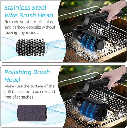Brosse Électrique Barbecue Sans Fil – 3 Vitesses Rechargeable USB – Tête Rotative 180° Inox – Nettoyeur Grill & Fumoir