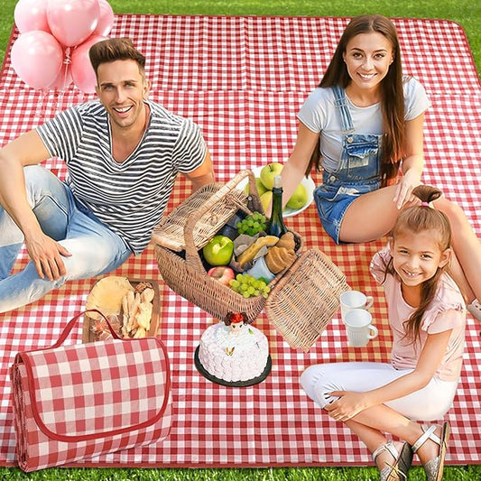 Couverture de Pique-Nique 200x200 cm Imperméable et Pliable – Tapis de Plage avec Poignée pour Camping Jardin BBQ Voyage