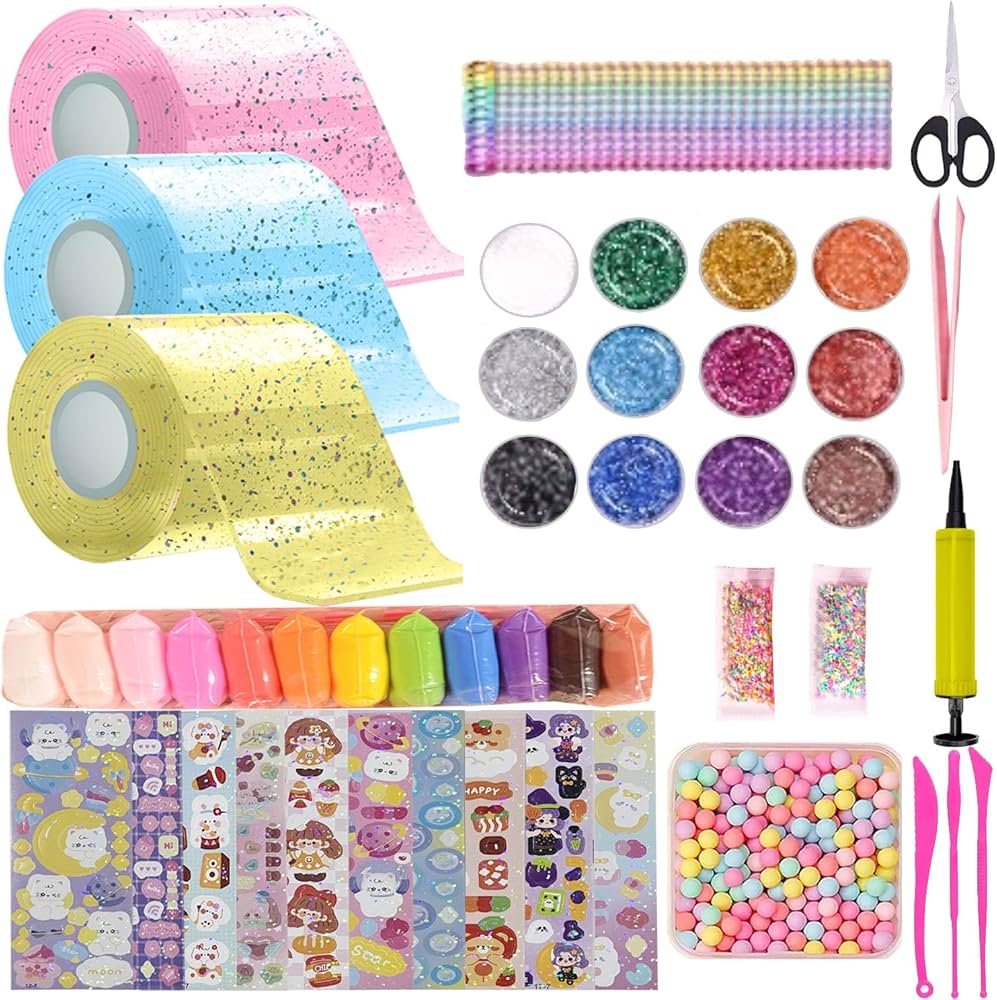 Kit Nano Tape Bubble 53 Pièces pour Enfants – Ruban Nano DIY avec Accessoires Créatifs – Jeu Créatif Licorne et Slime – Activité Manuelle Enfant