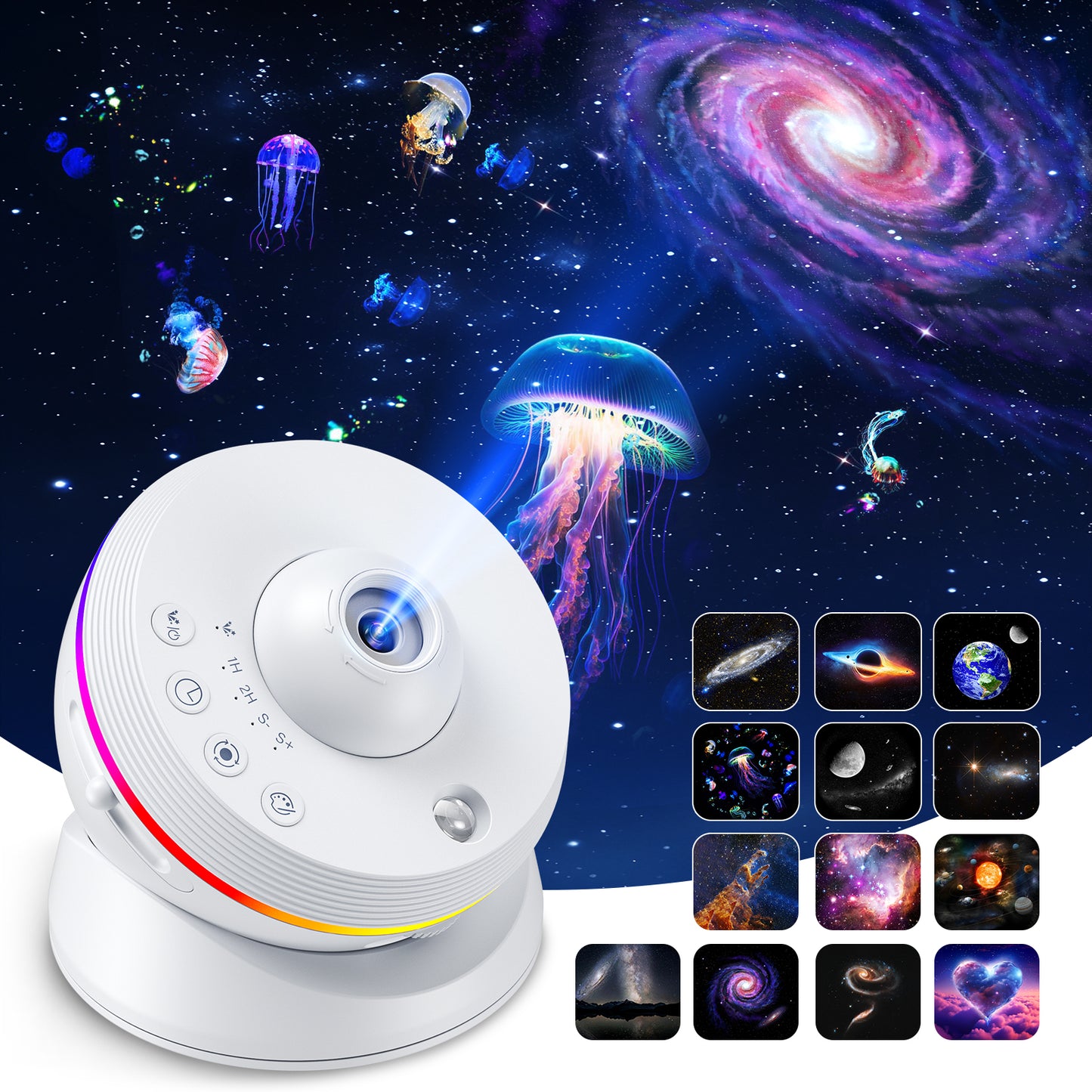Projecteur Galaxie LED 4K HD 13 en 1 – Projecteur Étoiles Planétarium Rotation 360° Veilleuse Chambre
