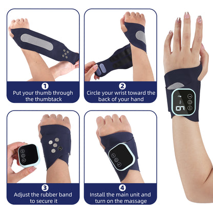 Masseur Poignet Chauffant EMS – Attelle Électrique, 3 Niveaux Chaleur & Compression, Soulagement Douleurs