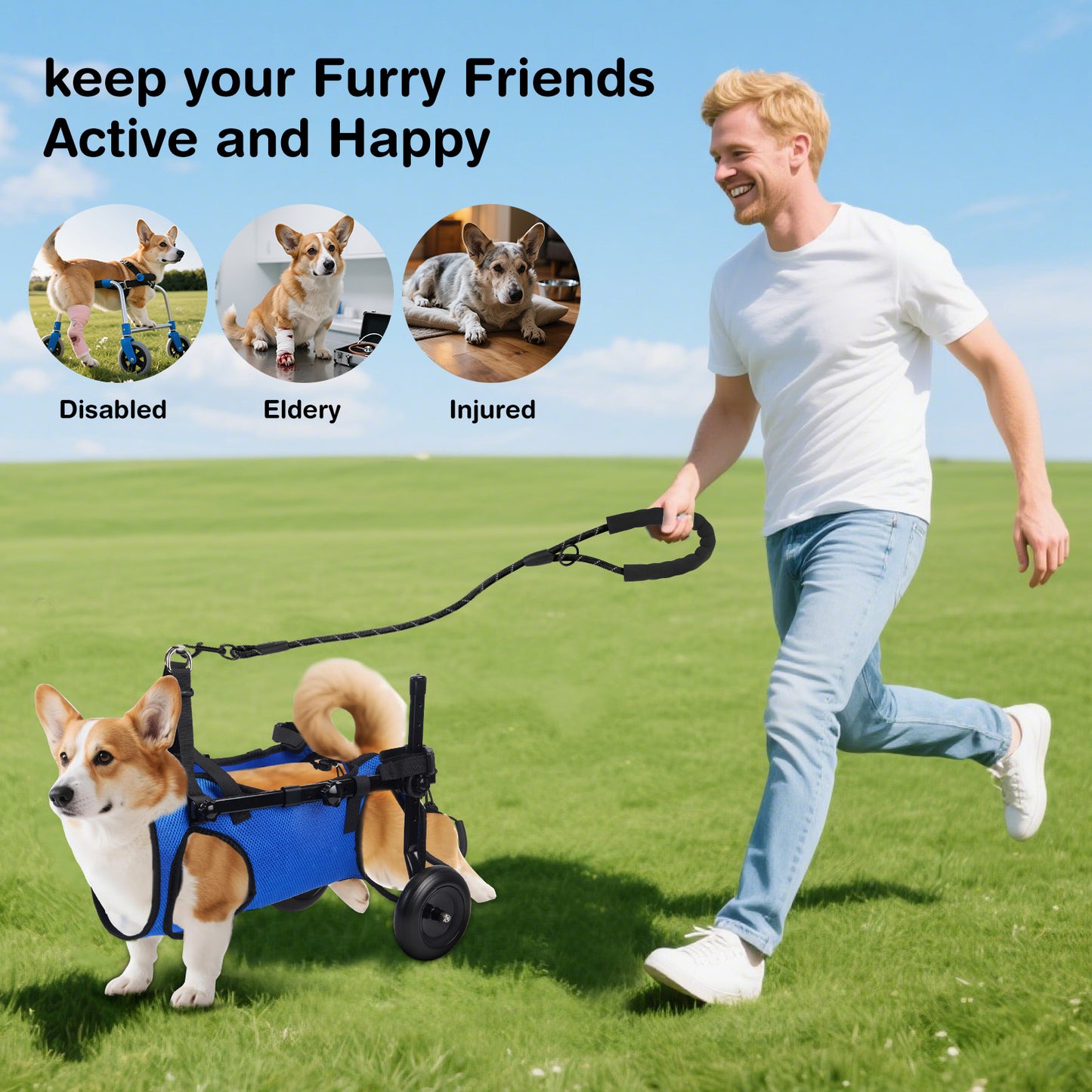 Chariot Rééducation Chien Chat – Aide Mobilité Réglable avec Roues – Support Marche Animal
