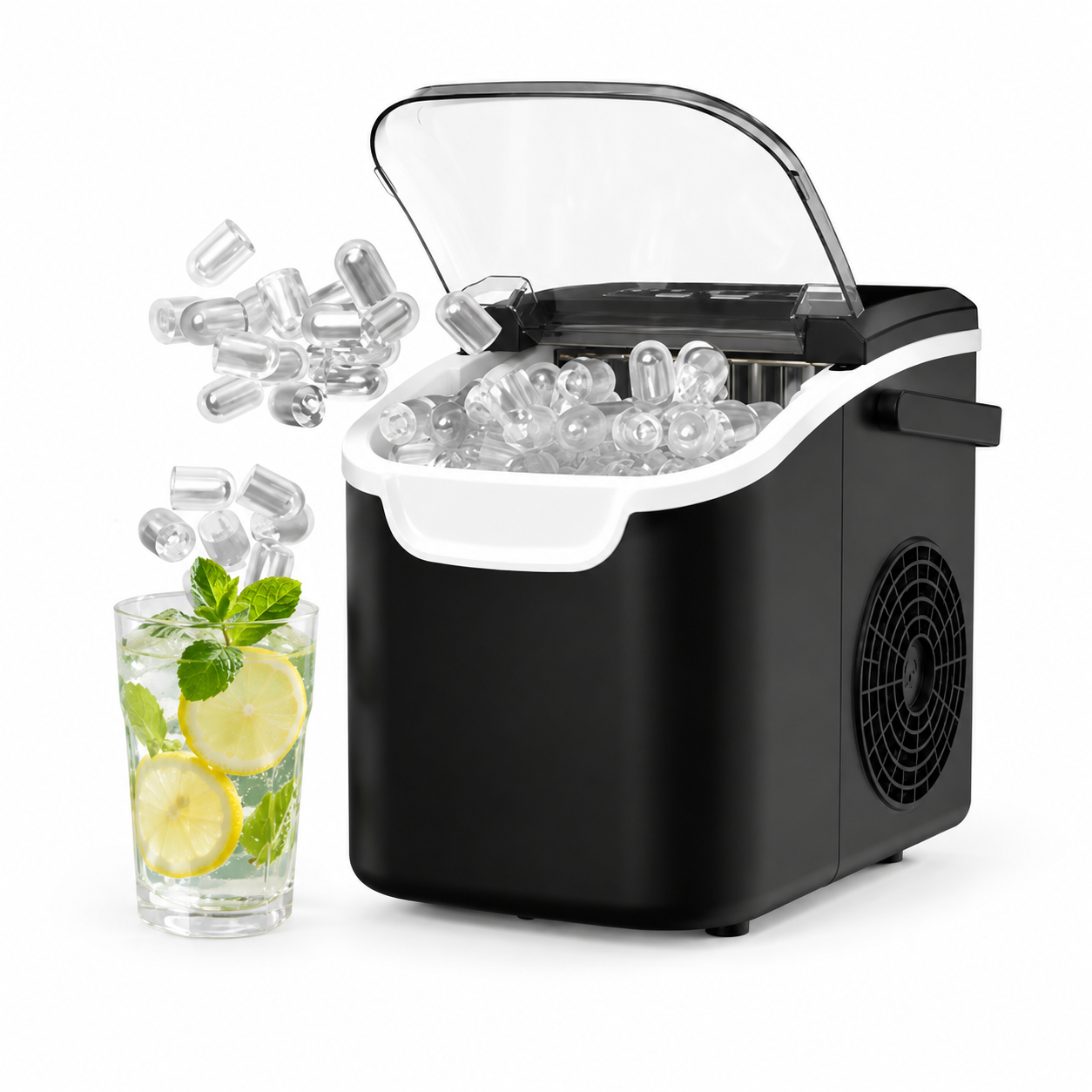 Machine à Glaçons Portable 12 kg/24h – Réservoir 1,4 L, Taille Réglable & Nettoyage Auto | Maison, Bureau, Camping